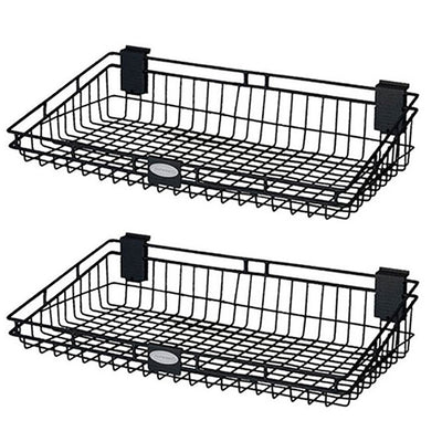 Suncast Storage Trends 12 Inch x 24 Inch Mounted Wire Basket, Black (2 Per Pack)