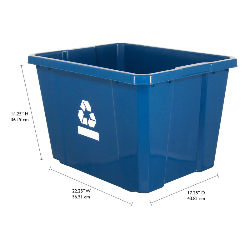 Gracious Living Medium Curbside Blue Box 17 Gallon Home Recycling Bin (6 Pack)