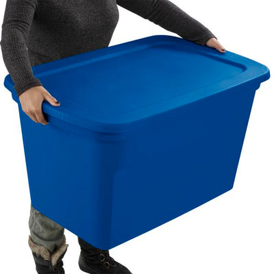Sterilite 30 Gallon Plastic Stackable Storage Tote Container Box, Blue (6 Pack)