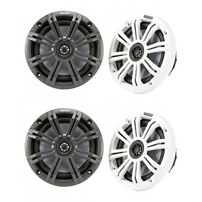 Kicker KM 6.5" Marine Marvel UV Treated Speakers, Black/White Grilles (2 Pair)
