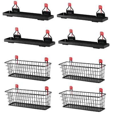 Rubbermaid Metal Backyard Shed Shelf & Wall Mounted Wire Basket (4 of Each)