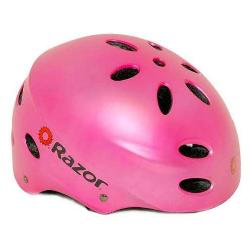 Razor V17 Youth Skateboard / Scooter Pink Sport Helmet w/ Elbow & Knee Pads