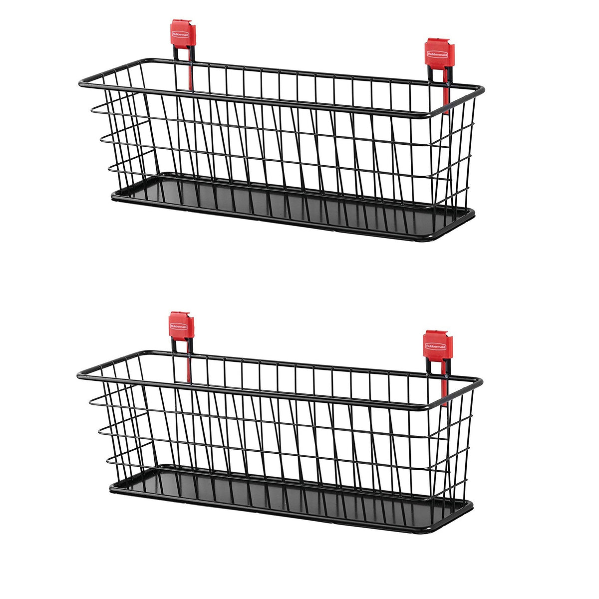 Rubbermaid Wall Mounted Storage Shed Small Wire Basket Tool Organizer (2 Pack)