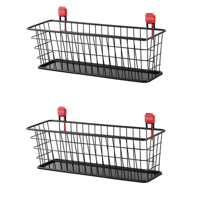 Rubbermaid Wall Mounted Storage Shed Small Wire Basket Tool Organizer (2 Pack)
