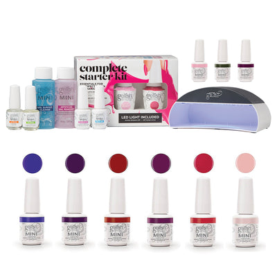 Gelish Mini Soak Off Gel Nail Polish Starter Kit with 11 Gel Colors & LED Light