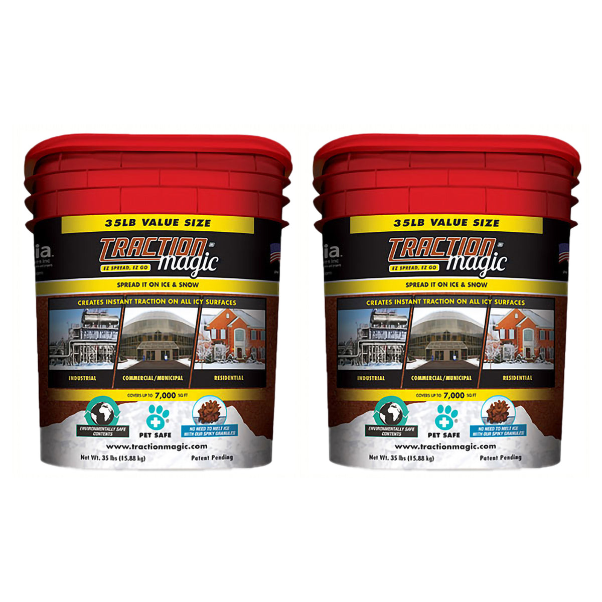 Traction Magic Quick Application All Natural Ice and Snow Melter, 35 Lb (2 Pack)