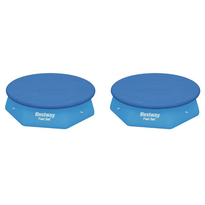 Bestway Flowclear Fast Set 8' Swimming Pool Cover for Above Ground Pools, 2 Pack