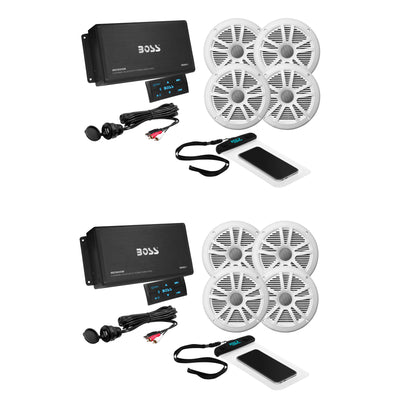 Boss Audio ASK904B.64 Marine Audio Amplifier, Speakers, USB Cable, & Phone Pouch (2 Pack)