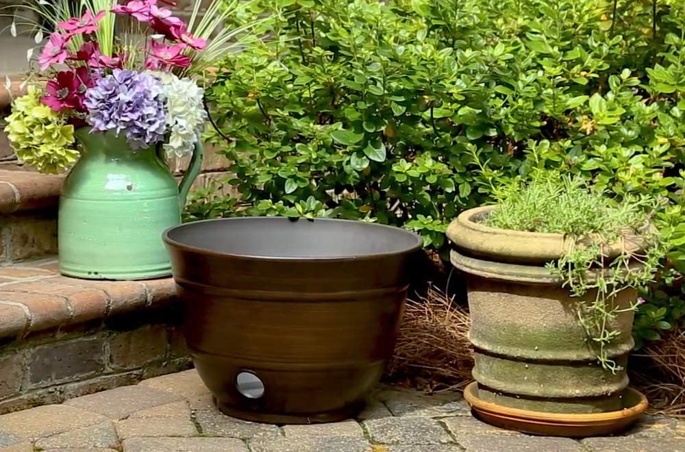 Liberty Garden Banded High Density Resin Hose Pot w/ Drainage (Open Box)(2 Pack) - VMInnovations
