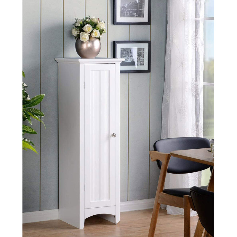 American Furniture Classics One Door Kitchen Pantry Cabinet, White (Open Box)