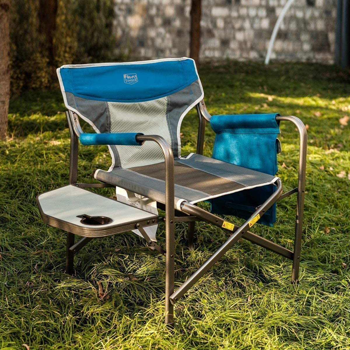 Timber Ridge Portable Folding Camping Directors Chair with Side Table (2 Pack)
