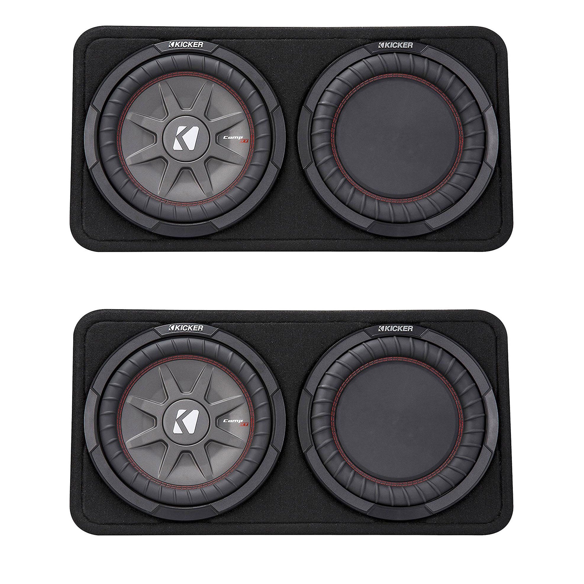 Kicker CompRT 800W Dual 10 Inch Slim 2 Ohm Loaded Sealed Subwoofer (2 Pack) - VMInnovations