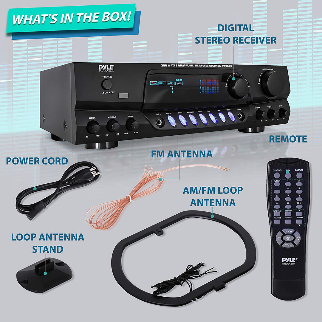 PYLE 200W Home Digital AM FM Stereo Receiver Theater Audio (Open Box) (2 Pack)