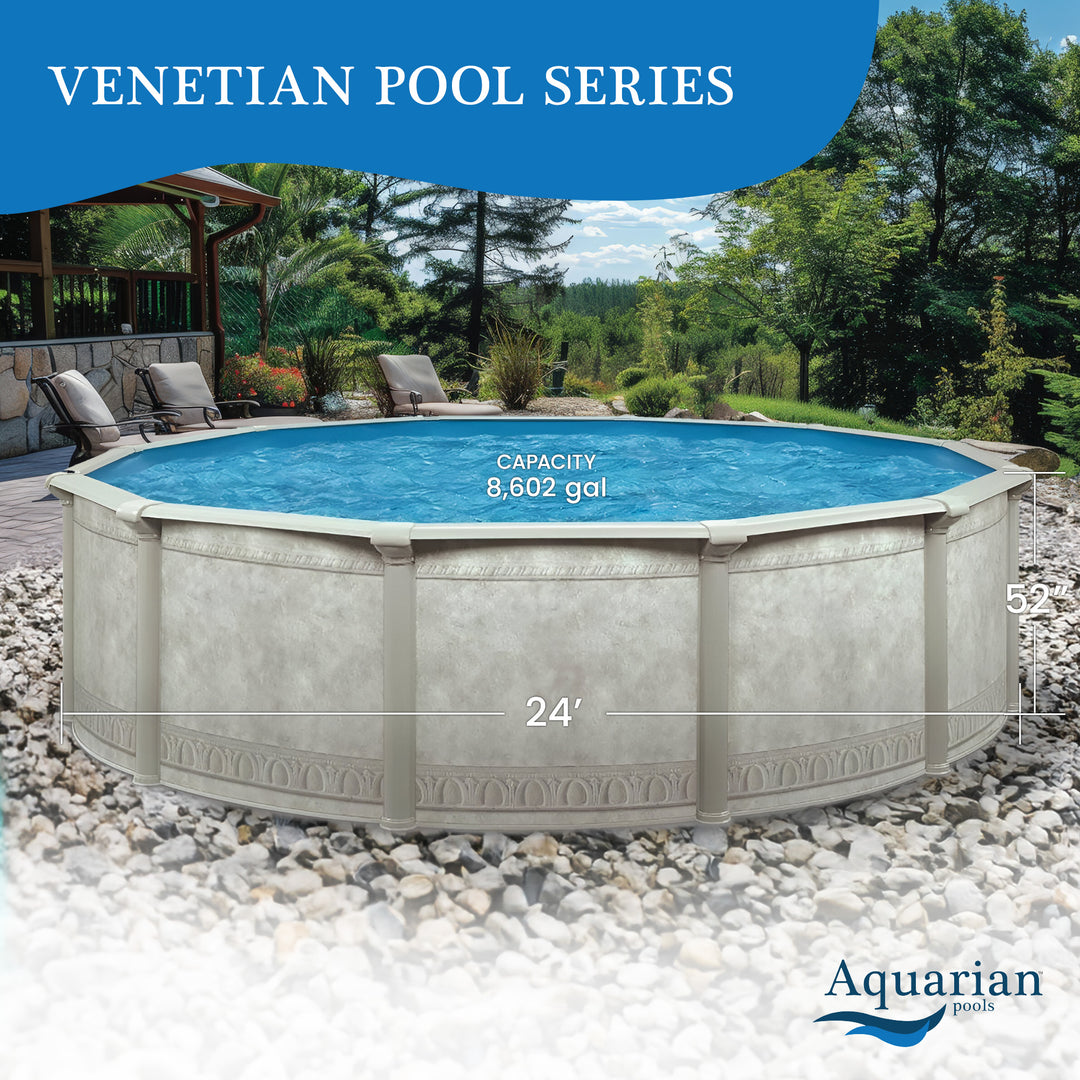 Aquarian Pools Khaki Venetian 24ft x 52in Outdoor Above Ground Swimming Pool - VMInnovations