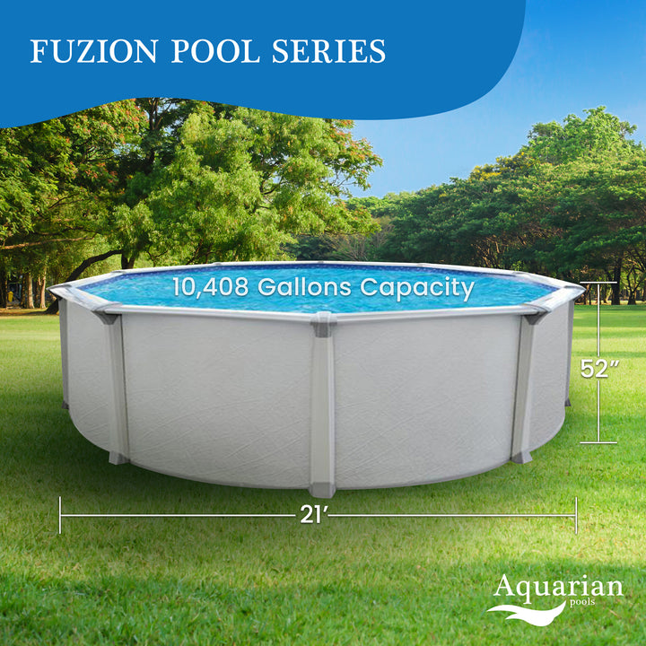 Aquarian Pools Fuzion Series 21 Feet x 52 Inch Round Above Ground Swimming Pool - VMInnovations