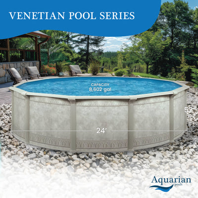 Aquarian Pools Khaki Venetian 24ft x 52in Outdoor Above Ground Swimming Pool