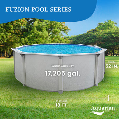 Aquarian Pools Fuzion Series 18 Feet x 52 Inch Round Above Ground Swimming Pool