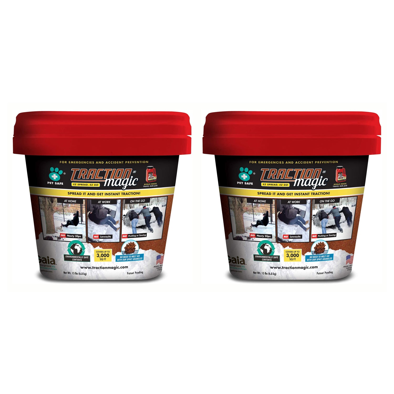 Traction Magic Quick Application All Natural Liquid Absorbent, 15 Lb (2 Pack) - VMInnovations