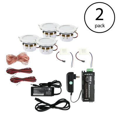 Pyle Pro 4 Inch Bluetooth Ceiling Wall Speaker Kit System w/ LED Lights (8 Pack) - VMInnovations