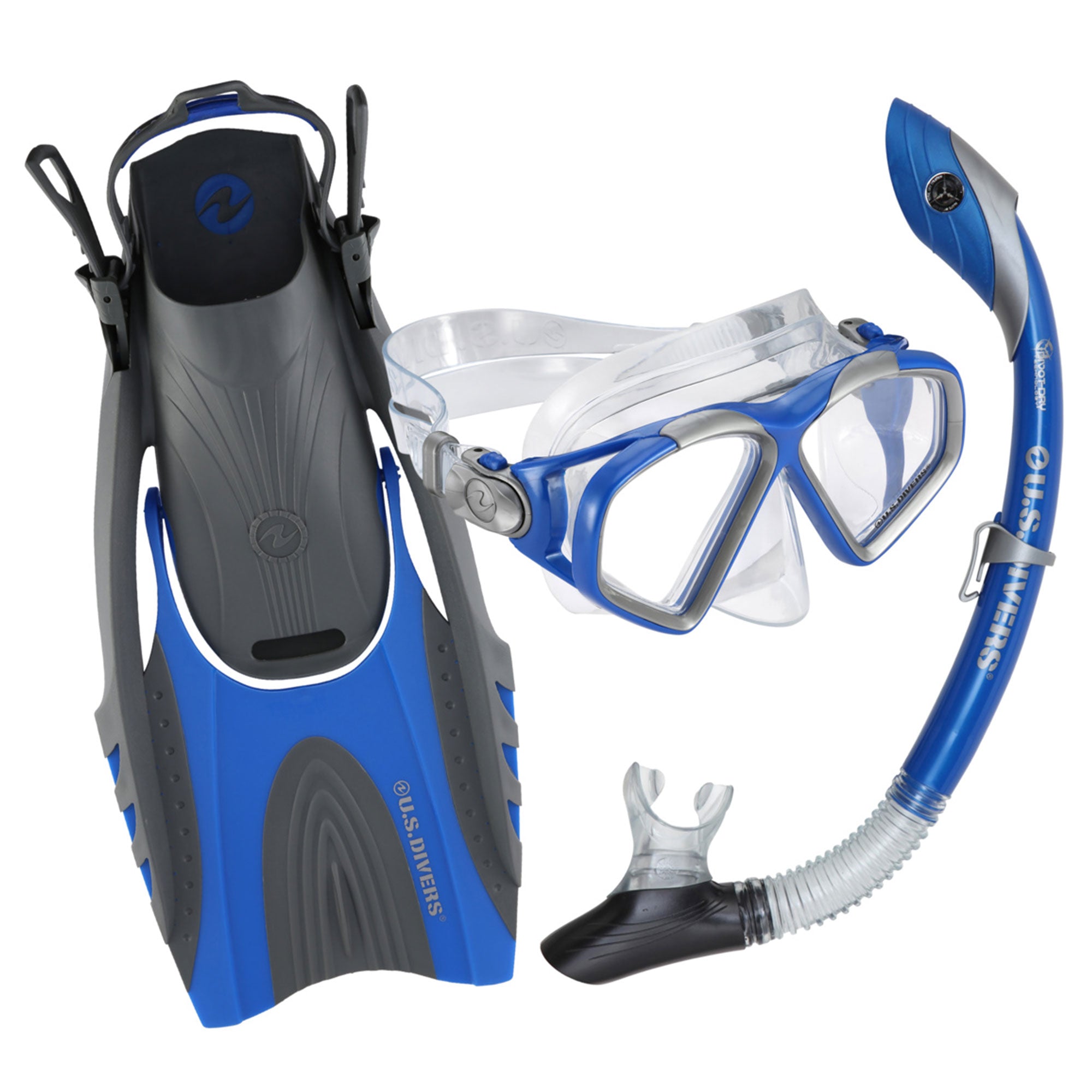 U.S. Divers Cozumel TX Mask, Dry Snorkel, Fins, Large/Extra Large (Open Box)