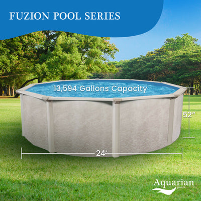 Aquarian Pools Fuzion Series 24 Feet x 52 Inch Round Above Ground Swimming Pool - VMInnovations