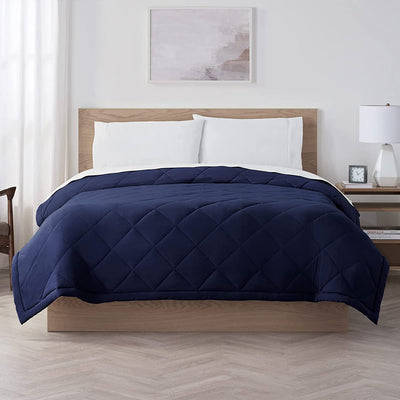 Elite Home 66 x 90 Inch Down Alternative Throw Blanket, Twin, Insignia Blue