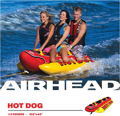 Airhead Hot Dog Triple Rider Towable Inflatable Boat Lake Tube (For Parts)