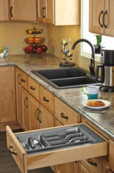 Rev-A-Shelf GCT-4S-52 Plastic Compartment Cutlery Tray Insert Organizer, Silver