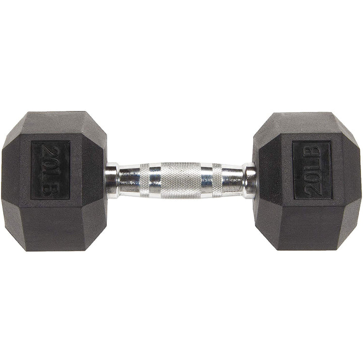 Sporzon Rubber Encased Pair of Hexagon Handheld Dumbbells, 20 Pounds (Open Box)