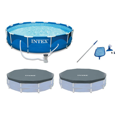 Intex 12'x30" Swimming Pool w/ Pump, Maintenance Kit, & 12' Pool Cover (2 Pack)