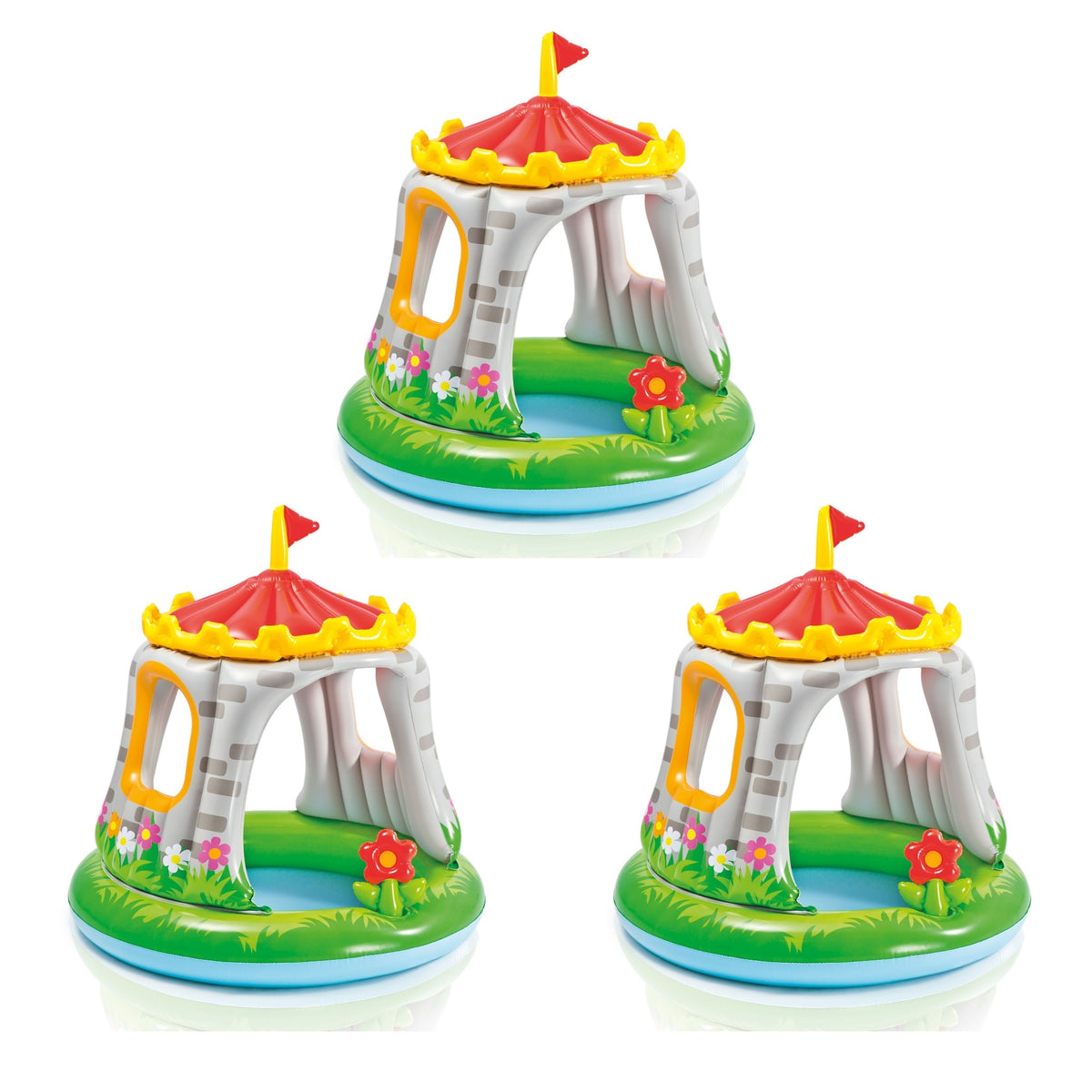 Intex 4ft x 48in Inflatable Royal Castle Baby Pool for Kids Age 1-3 (3 Pack)