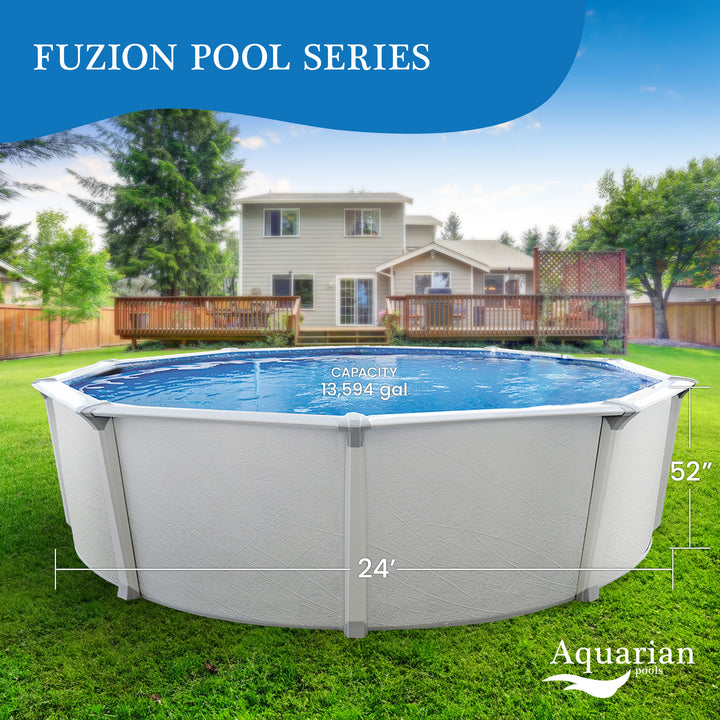 Aquarian Fuzion 24' x 52" Above Ground Swimming Pool w/Pump, Ladder & Supplies - VMInnovations