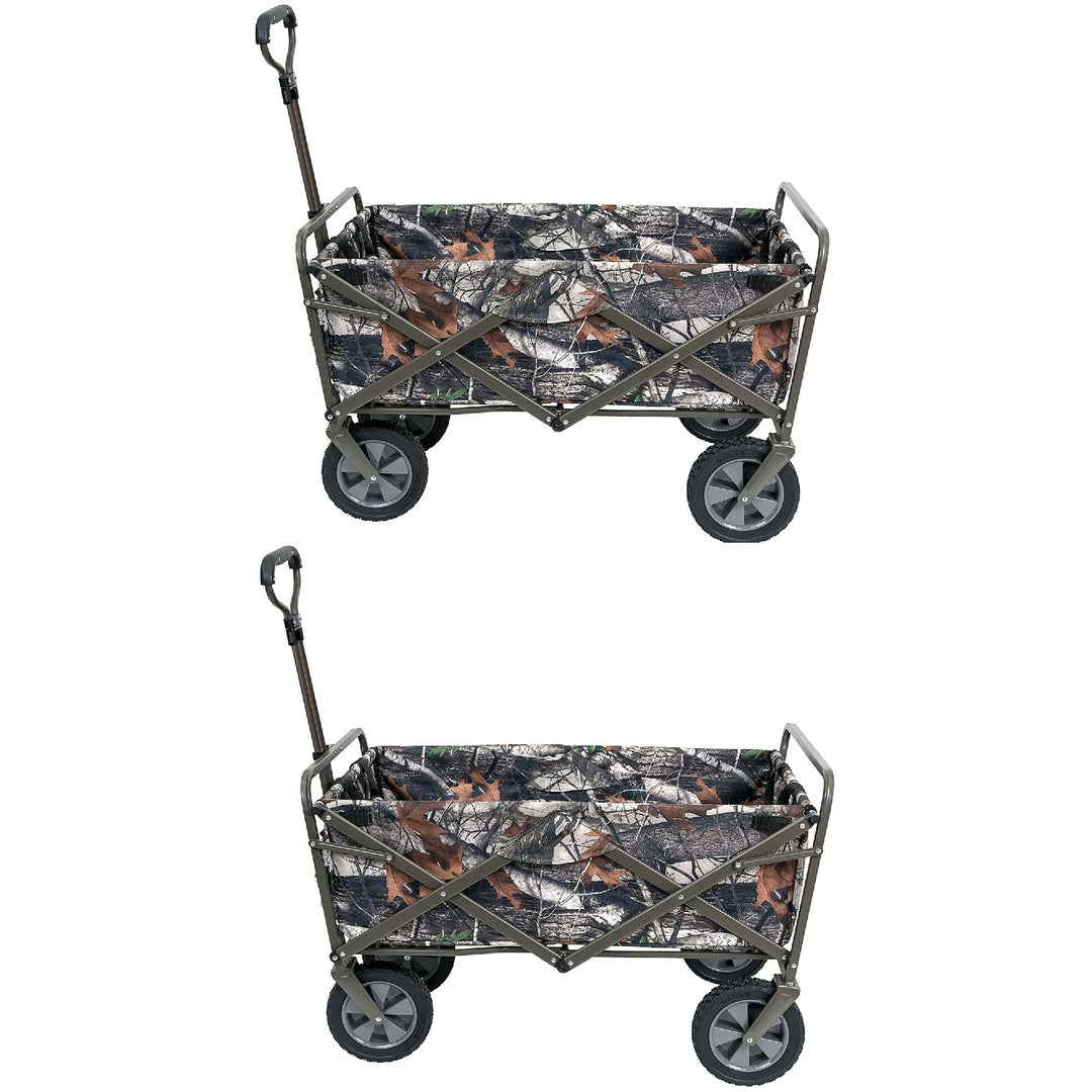 Mac Sports Folding Outdoor Garden Utility Wagon Cart, Camouflage (2 Pack)