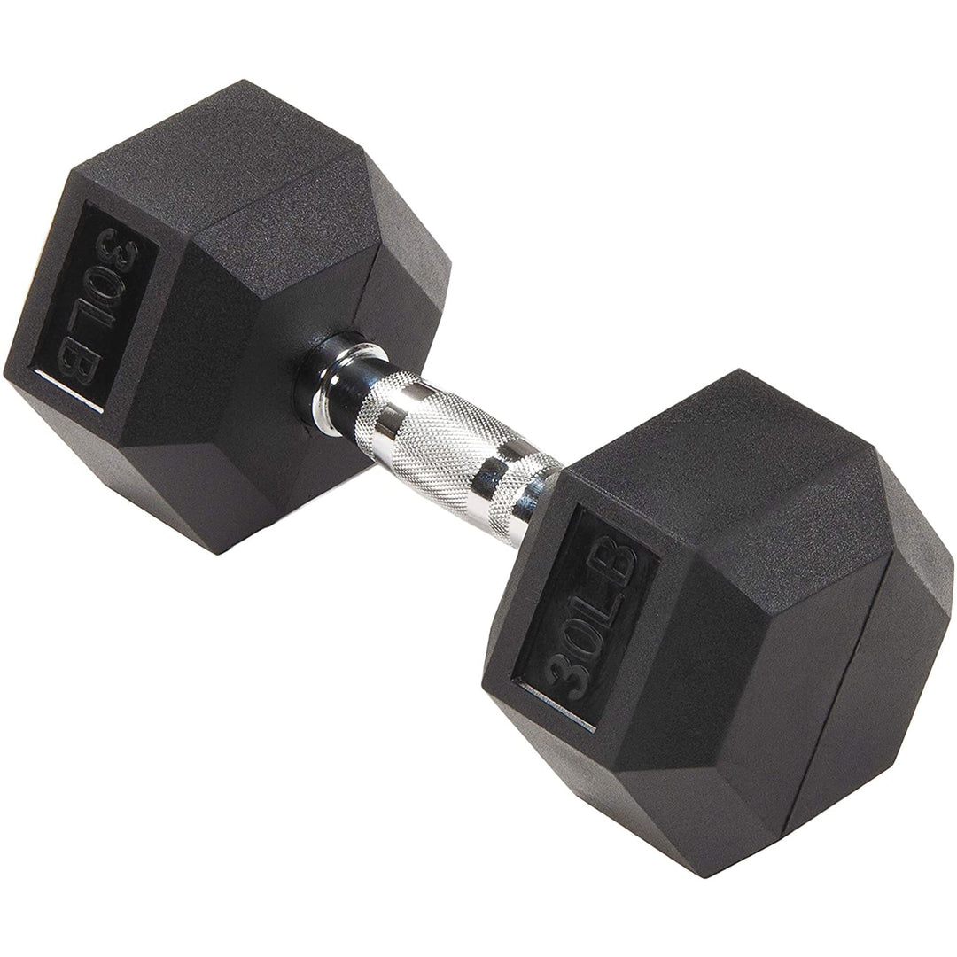 Sporzon Single Rubber Encased Hexagon Handheld Free Weight Dumbbell, 30lbs(Used) - VMInnovations