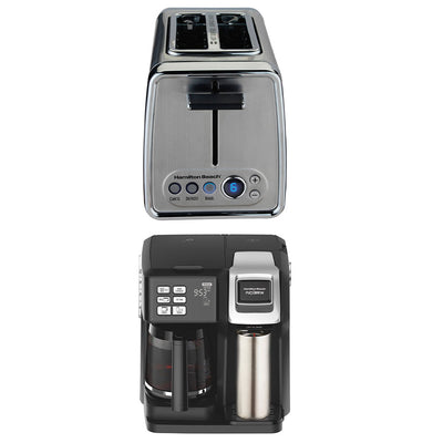 Hamilton FlexBrew Coffee Maker & Modern Chrome 2 Slice Digital Display Toaster