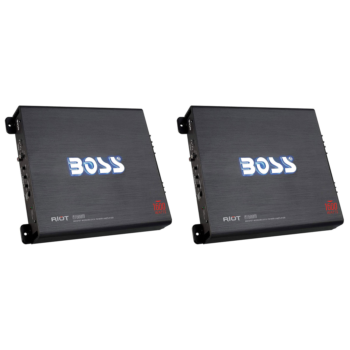 BOSS Audio R1600M Riot 1600W Mono Class A/B Car Amplifier w/ Remote (2 Pack)