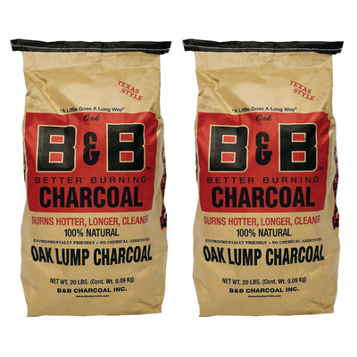 B&B Charcoal Signature Low Smoke Oak Lump Grilling Charcoal, 20 Pounds (2 Pack) - VMInnovations