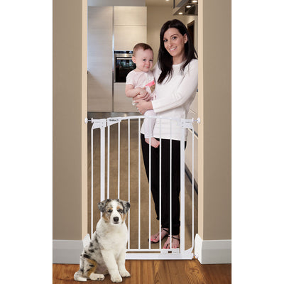 Bindaboo B1121 Zoe 28 to 32IN Extra Tall Auto-Close Baby Pet Safety Gate, White - VMInnovations
