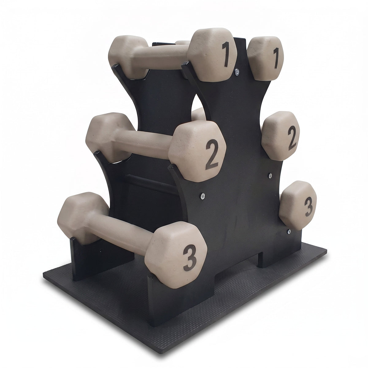 Aurorafy Neoprene Dumbbell Workout Set with Rack, 1 lbs, 2 lbs, & 3 lbs, Beige