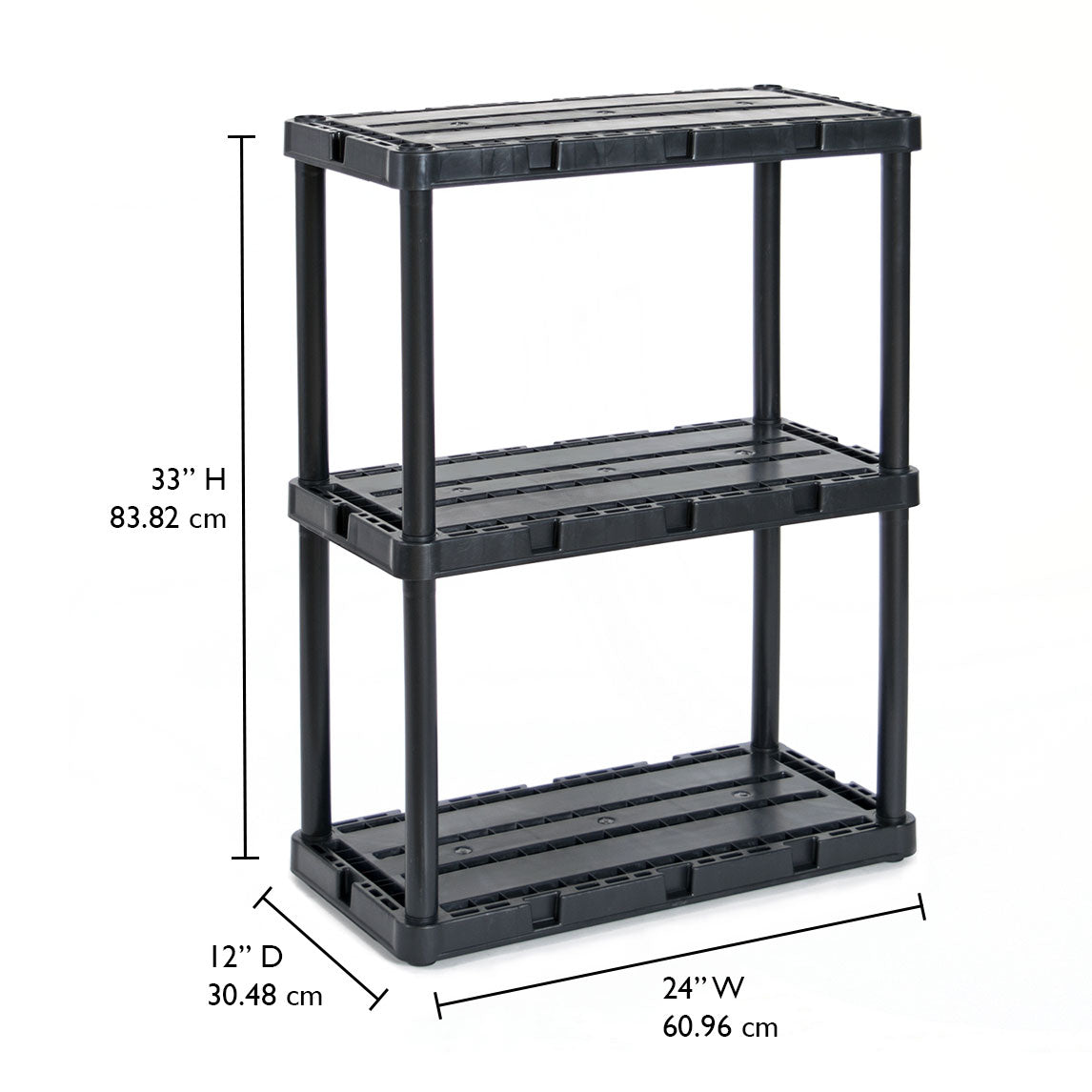 Gracious Living Knect A Shelf Fixed Storage 3 Shelf Shelving Unit (Damaged)