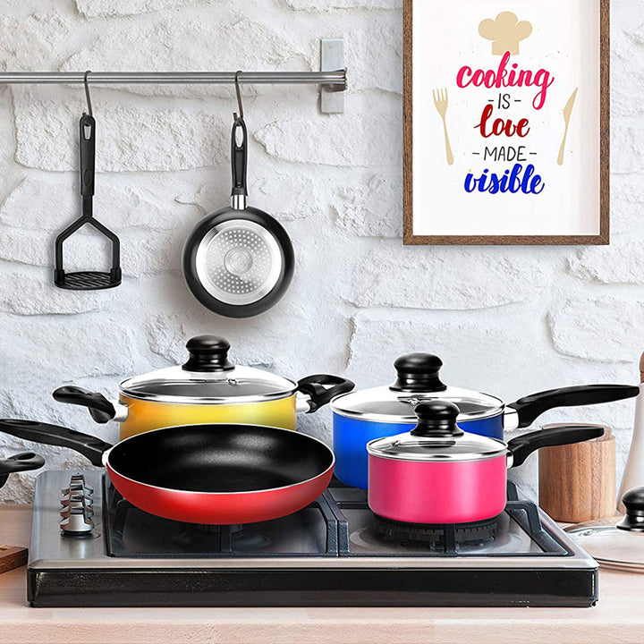 Nutrichef 15 Piece Nonstick Pots Pans Utensils Cookware Set, Multicolor (Used) - VMInnovations
