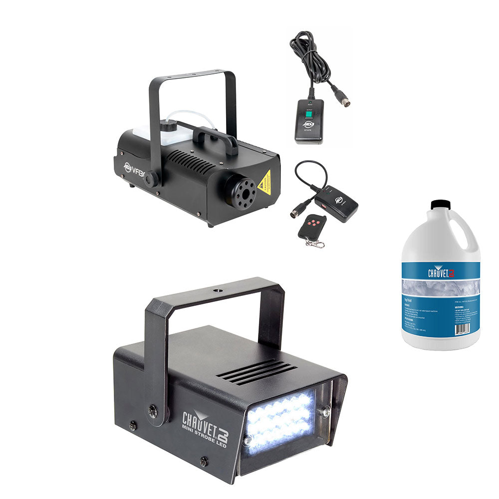 ADJ Fog Machine w/ Remote Controls, Mini Strobe Light Effect & Fog Fluid