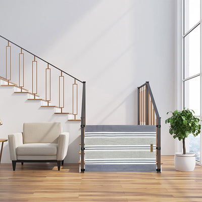The Stair Barrier 36 to 42 Inch Banister to Banister Baby & Pet Gate, Lined Gray - VMInnovations
