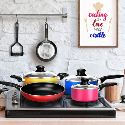 Nutrichef 15 Pc Nonstick Pots Pans Utensils Cookware Set, Multicolor (Open Box) - VMInnovations