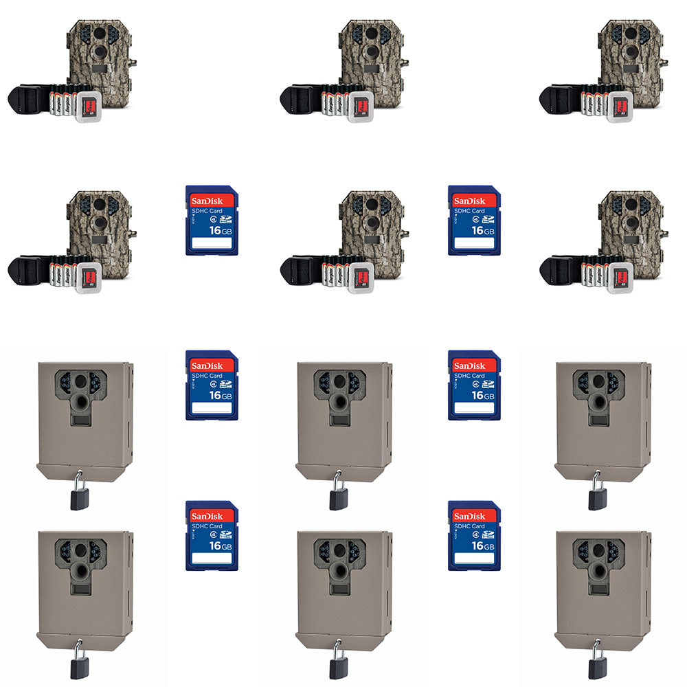 Stealth Cam Game Trail Camera w/ SD Card & Camera Security Box (6 Pack)
