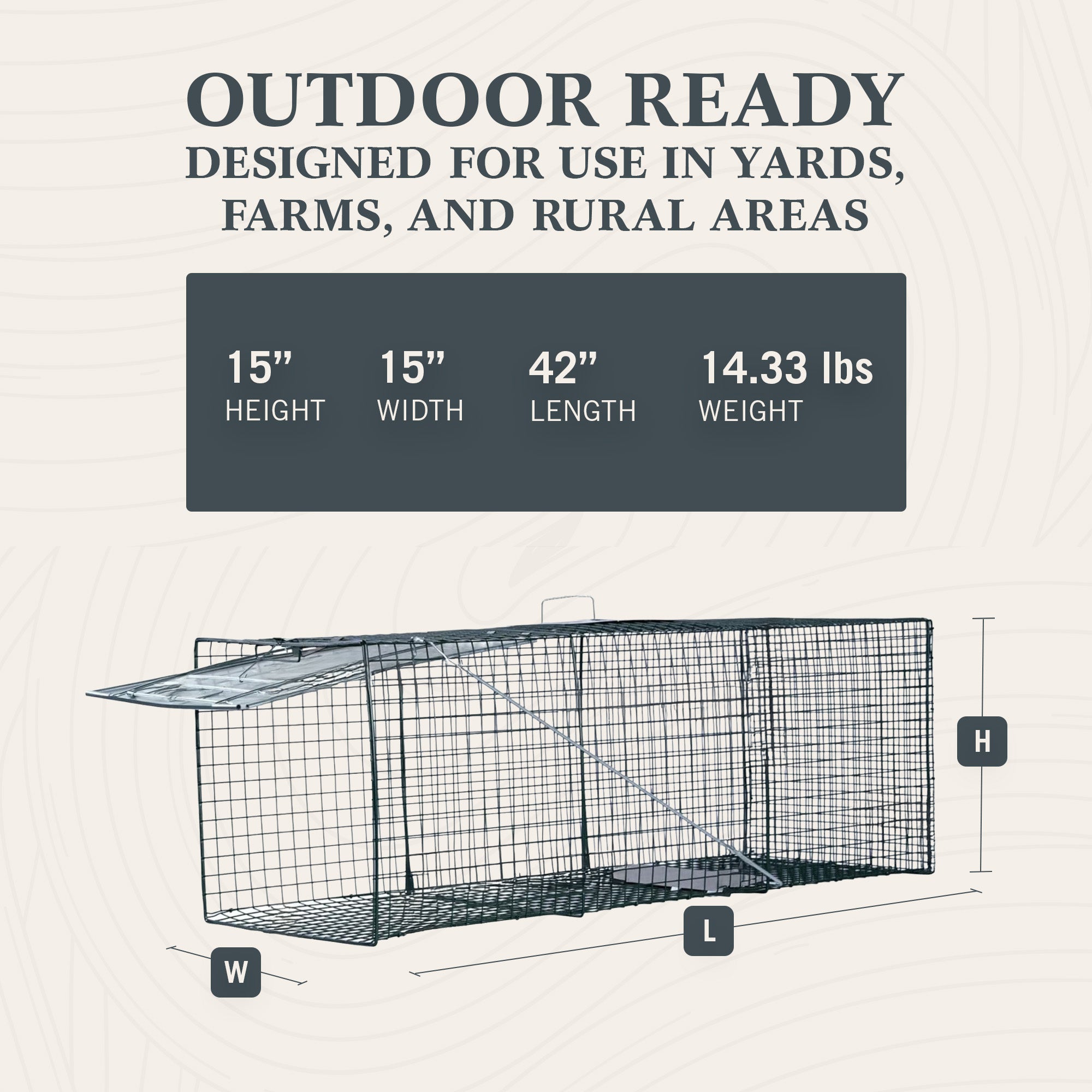 Homestead 42'' Live Animal Trap, Quick Set Steel Cage for Humane Catch & Release