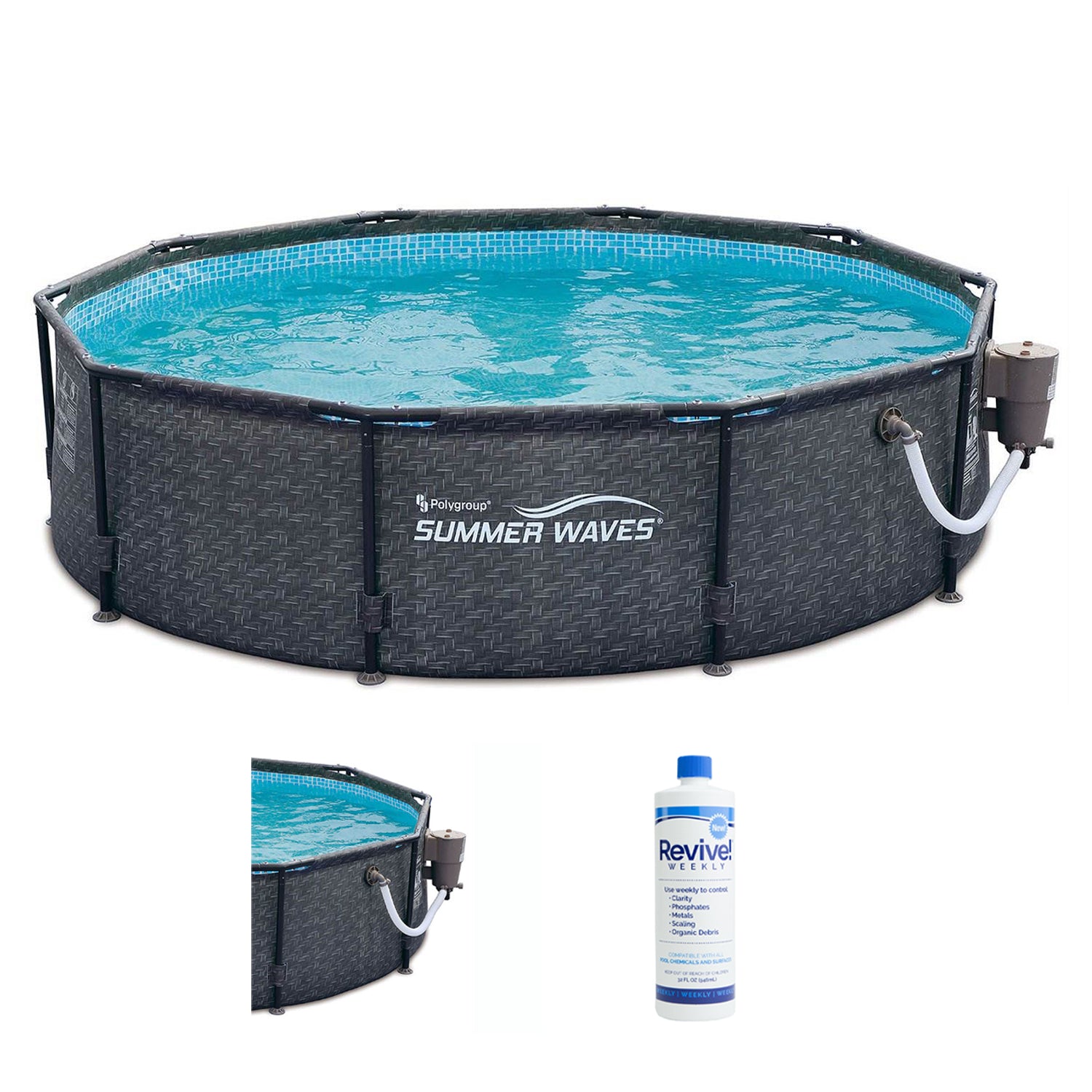 Summer Waves 10ft x 30in Outdoor Round Frame Above Ground Swimming Pool Set - VMInnovations
