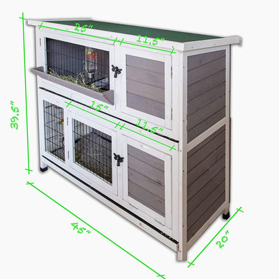 Indoor Outdoor Pet Bunny Hutch House Cage for Rabbits and Guinea Pigs, White (Refurbished)