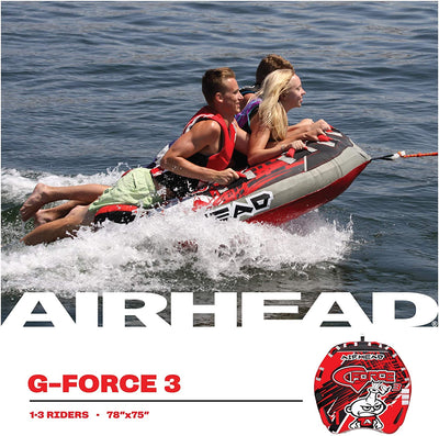 AIRHEAD AHGF-3 G-Force 3 Triple Rider Inflatable Towable Lake Tube (Open Box)