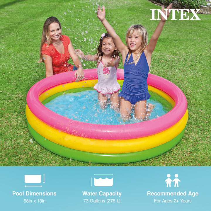 Intex 58" x 13" Inflatable Sunset Glow Colorful Backyard Kids Vinyl Splash Pool - VMInnovations